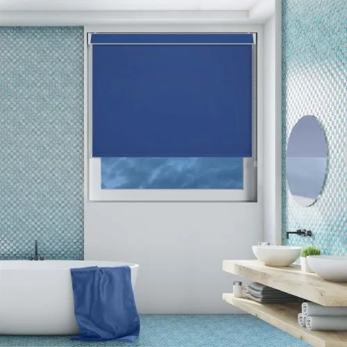 Shower Safe Imperial Blue Pelmet Roller Blind
