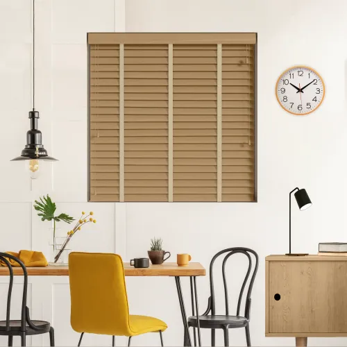 Oregon Wood Blind With Hessian Ladder Tapes