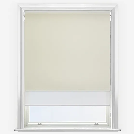 Double Roller Fusion Blackout White & Sunvue White Double Roller Blind