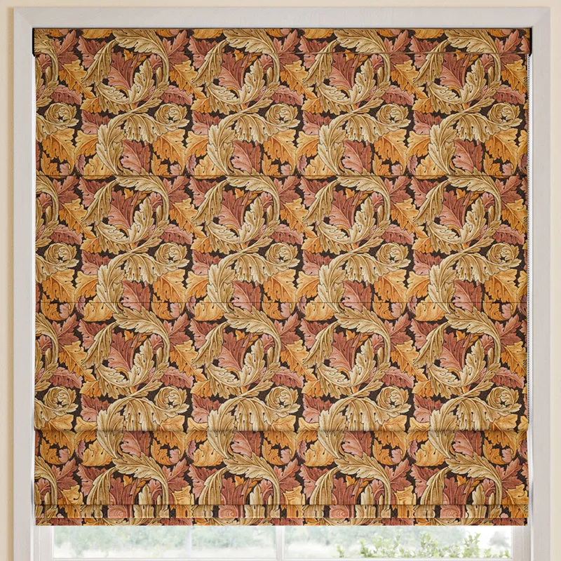 William Morris Acanthus Velvet Made To Measure Roman Blind Acorn