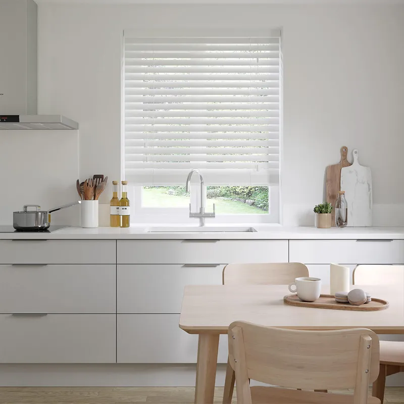 Dove White Faux Wooden Blinds 35mm