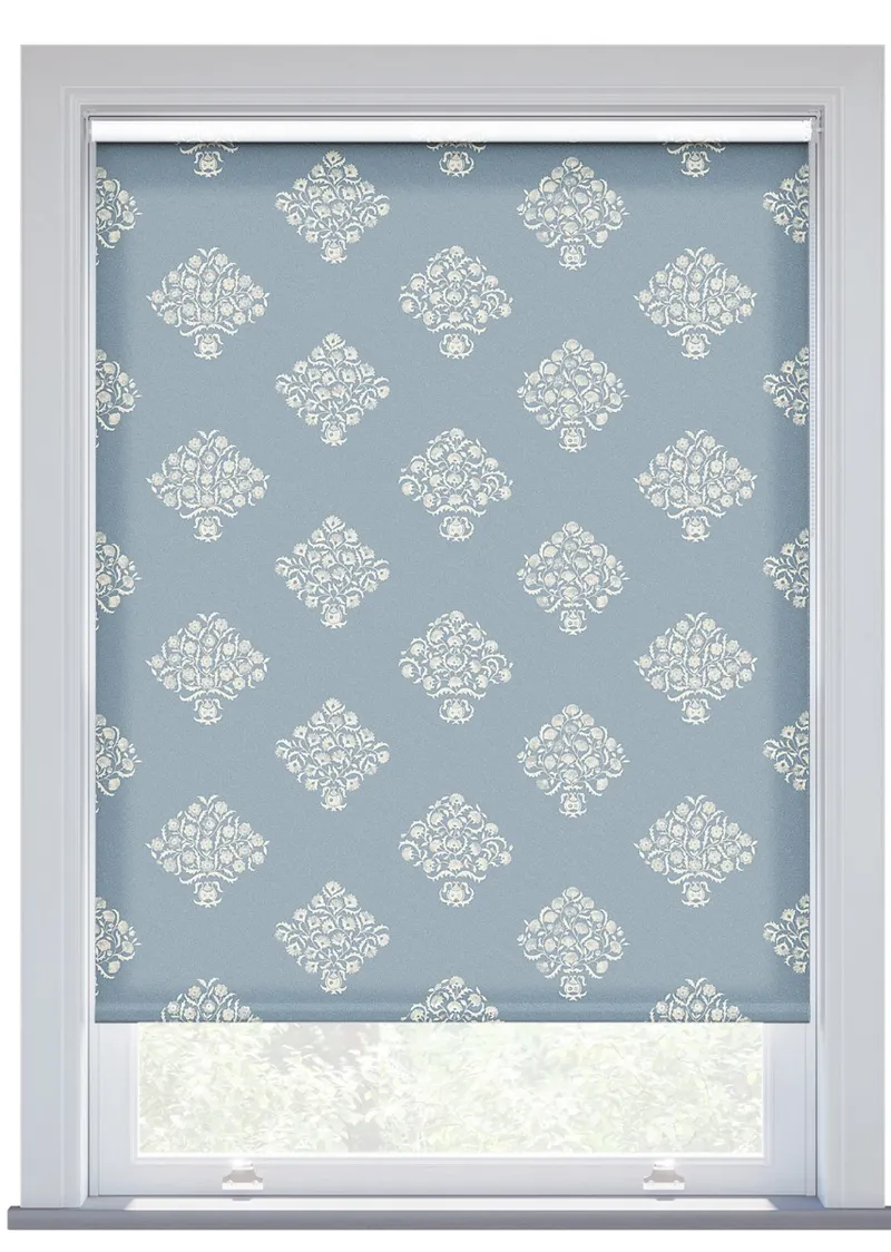 Jl X Sanderson Ottoman Flowers Dove Blue Roller Blind