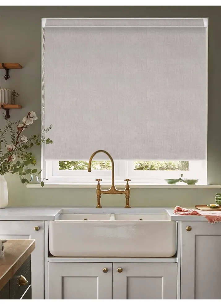 Windsor Light Grey Blackout Grip Fit® No Drill Roller Blind