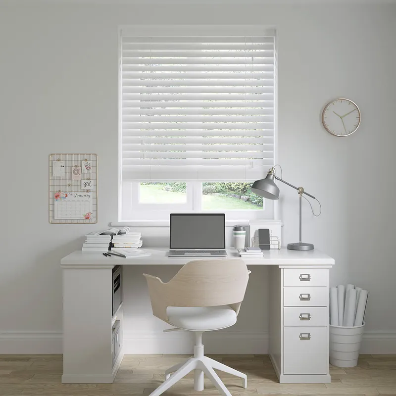 North Star Fine Grain White Faux Wooden Blinds 35mm