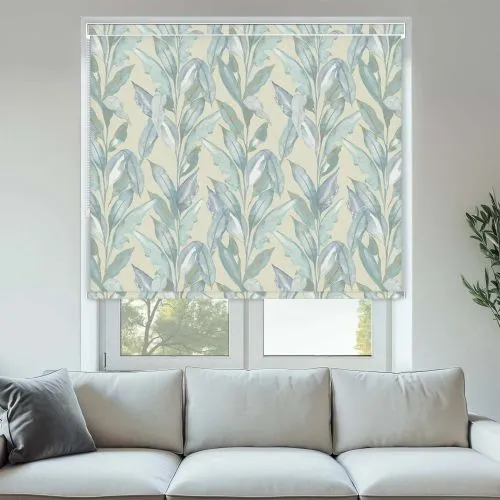 Eden Palm Blue No Drill Roller Blinds - Shop Now