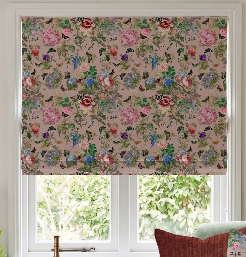 Carrie Neely Paradise Velvet Made To Measure Roman Blind Blush Pink