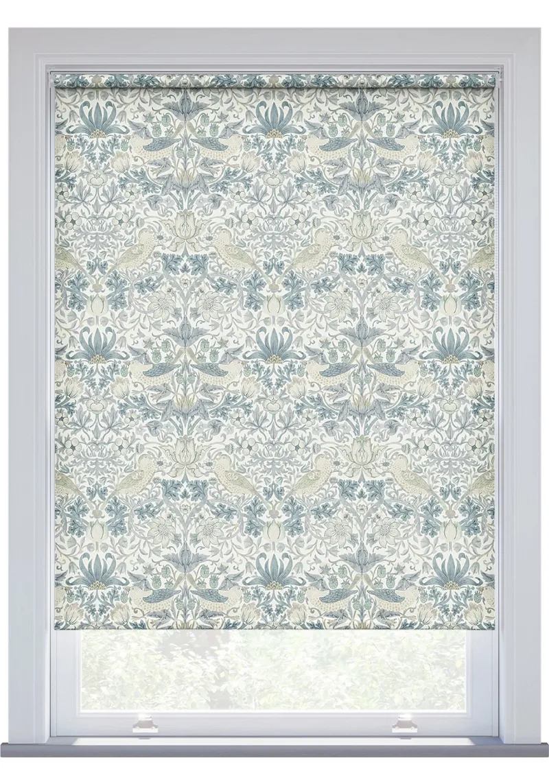 Morris & Co Strawberry Thief Cloud Blue Roller Blind