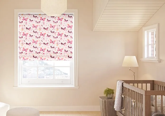 Butterfly Garden Precious Pinks - Roman Blind