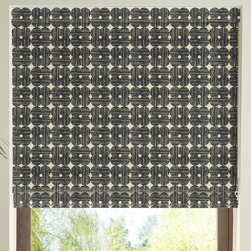 Orla Kiely Textured Flower Made To Measure Roman Blind Charcoal