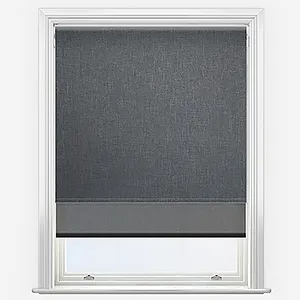 Leniro Blackout Rock Grey & Sunvue Jet Black Double Roller Blind