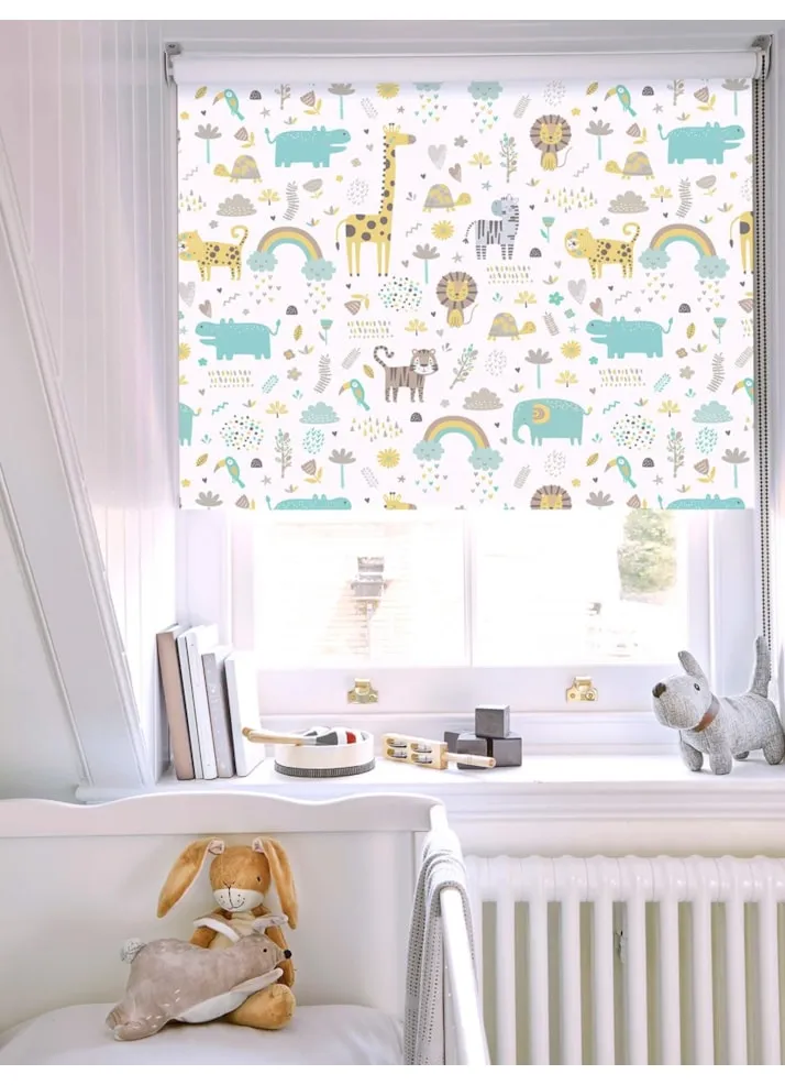Happy Jungle Lemon Childrens Roller Blind