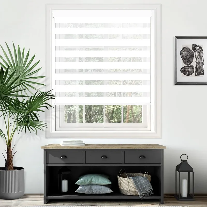Rose Semi Blackout White Electrical Day And Night Blind