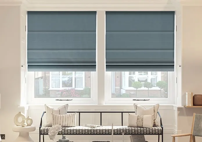Akoya Faux Silk Lustre Ink Blue - Roman Blind