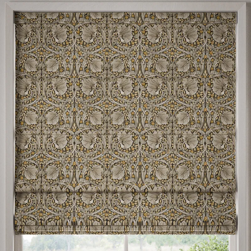 William Morris Pimpernel Velvet Made To Measure Roman Blind Flint