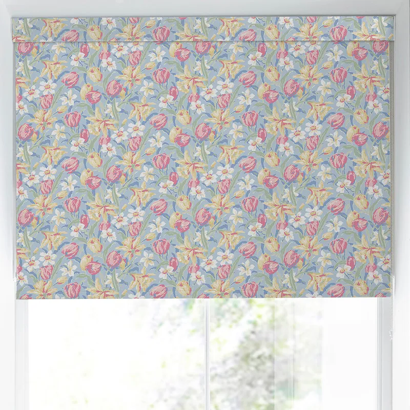 Laura Ashley Tulips Translucent Made To Measure Roller Blind China Blue