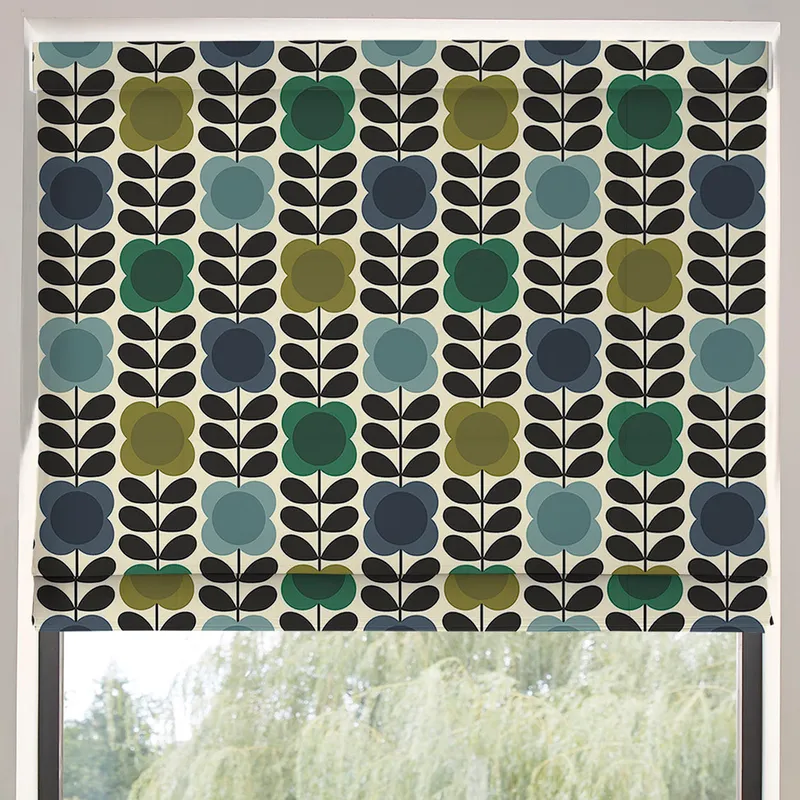 Orla Kiely Spot Flower Stem Made To Measure Roman Blind Blue Green