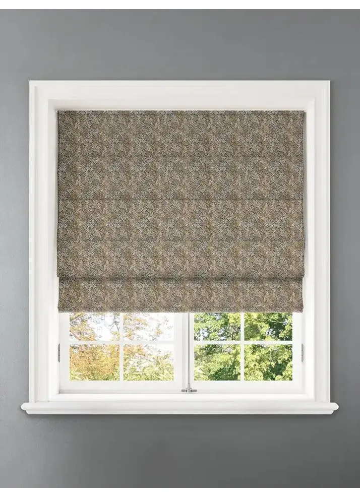 Shadow Fronds Gold Leaf Pattern Roman Blind