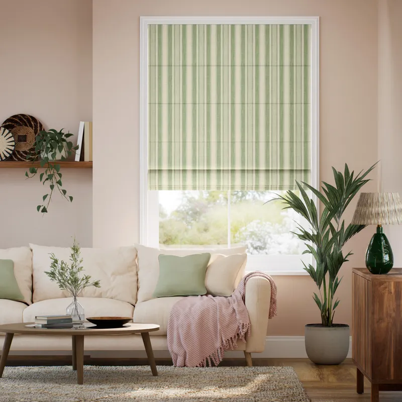 Cadence Stripe Leafy Green Roman Blind
