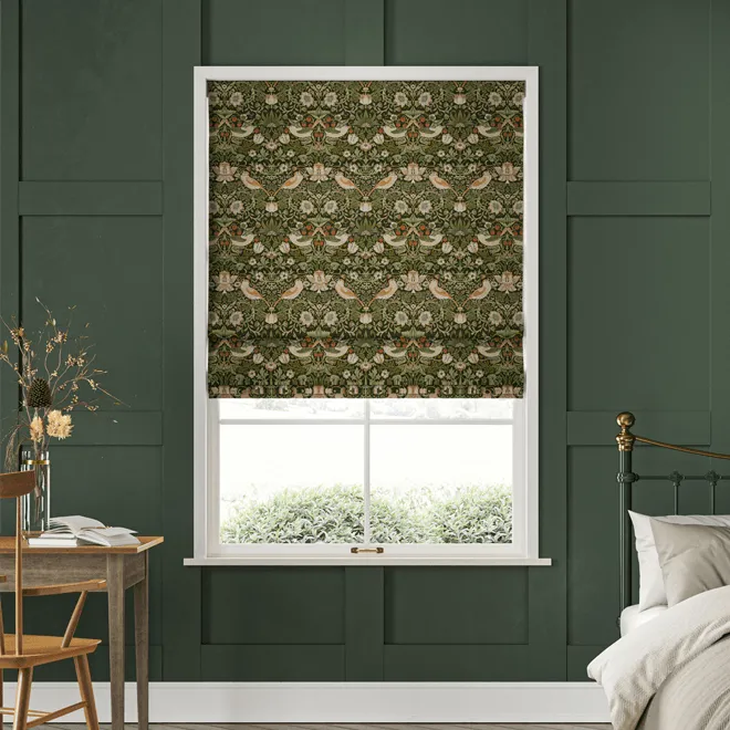 William Morris At Home Strawberry Thief Nettle - Designer Roman Blind