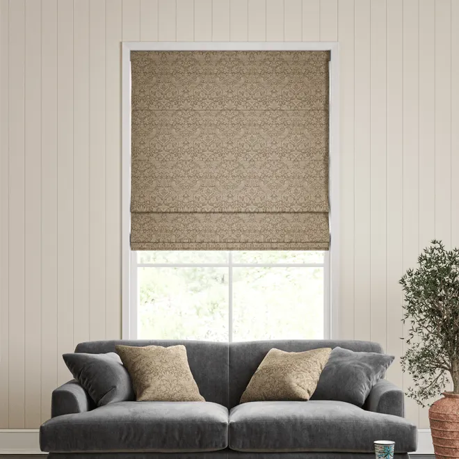 William Morris At Home Strawberry Thief Woven Walnut - Designer Roman Blind