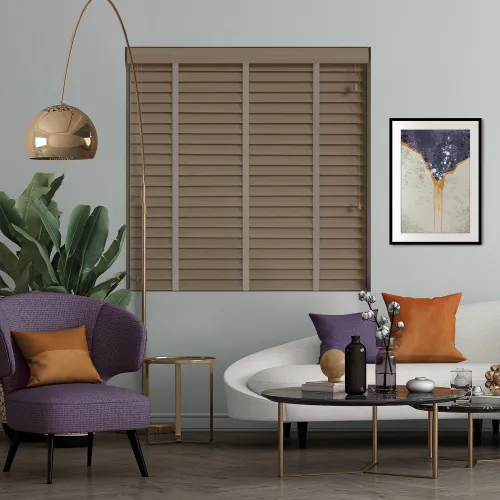 Urban Oak Wood Blind With Truffle Ladder Tapes