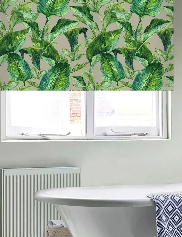 Jungle Leaves Grey Floral Roller Blind