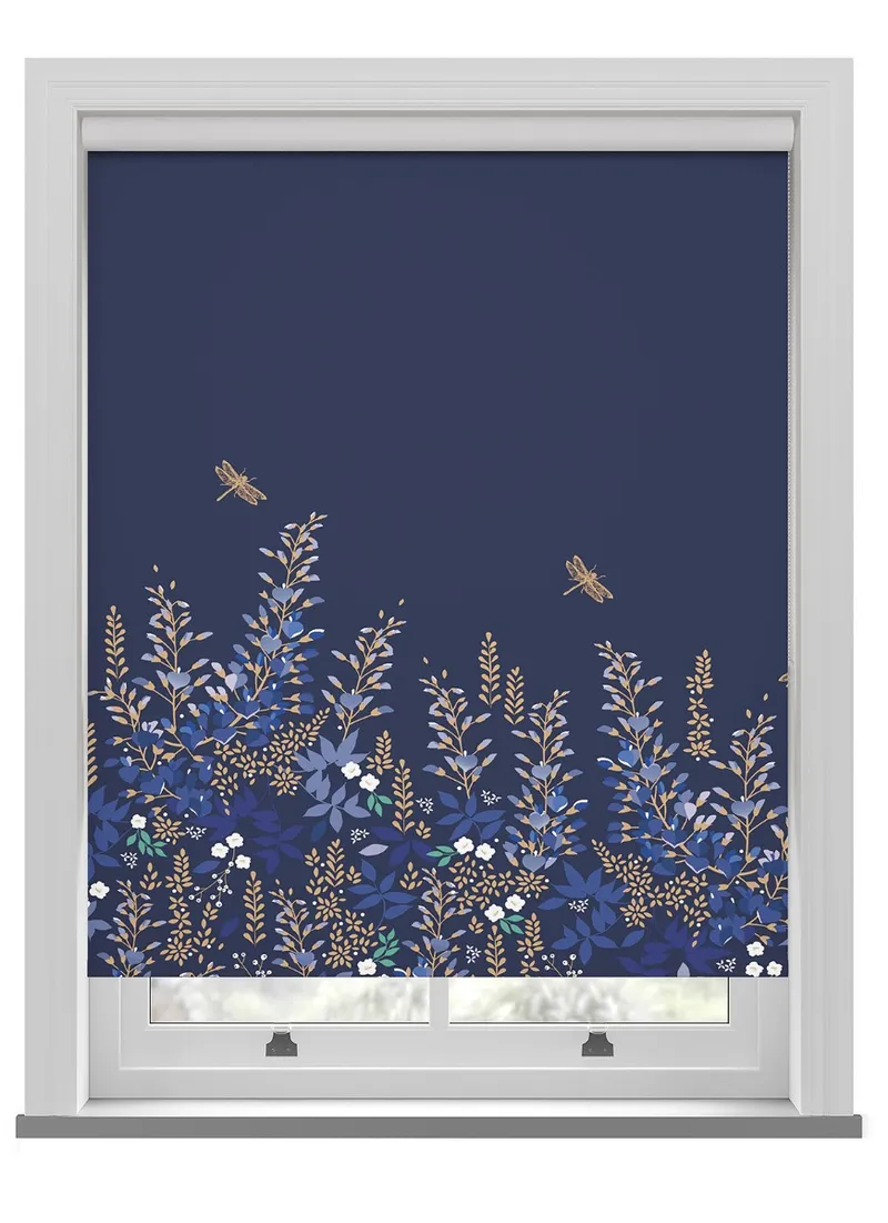 Sara Miller Wisteria Navy Roller Blind