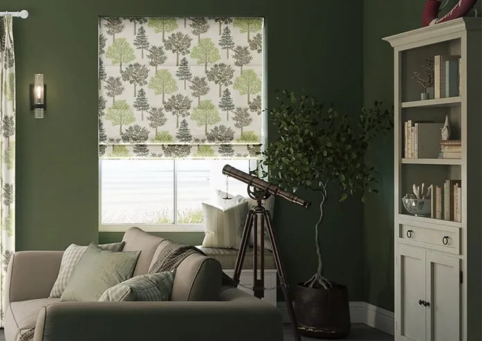 Coppice Faux Silk Olive - Roman Blind