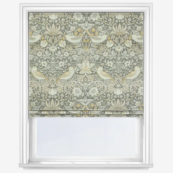 William Morris At Home Strawberry Thief Velvet Flint Roman Blind