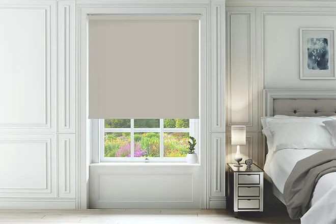 Cambridge Safe+ Stone Grey - Fire Retardant & Moisture Resistant Blackout Roller Blind