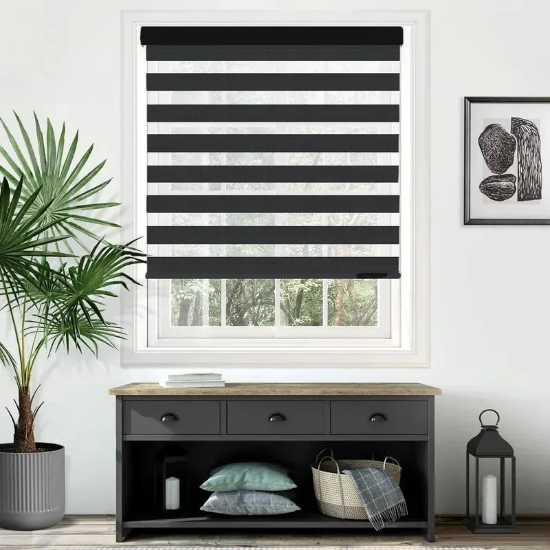 Plain Soft Black - Electrical Day And Night Blinds