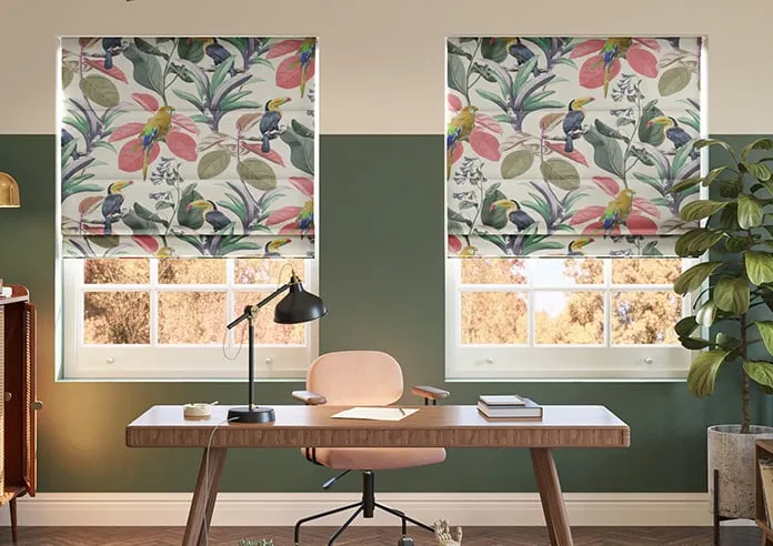 Parakeet Faux Silk Fruit Punch - Roman Blind
