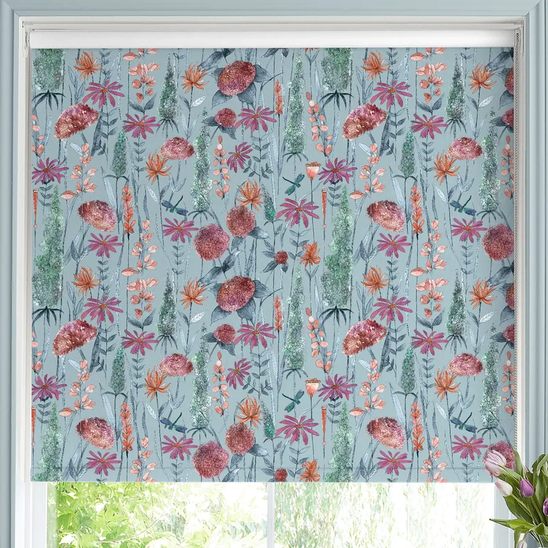 Voyage Florabunda Made To Measure Blackout Roller Blind Cornflower