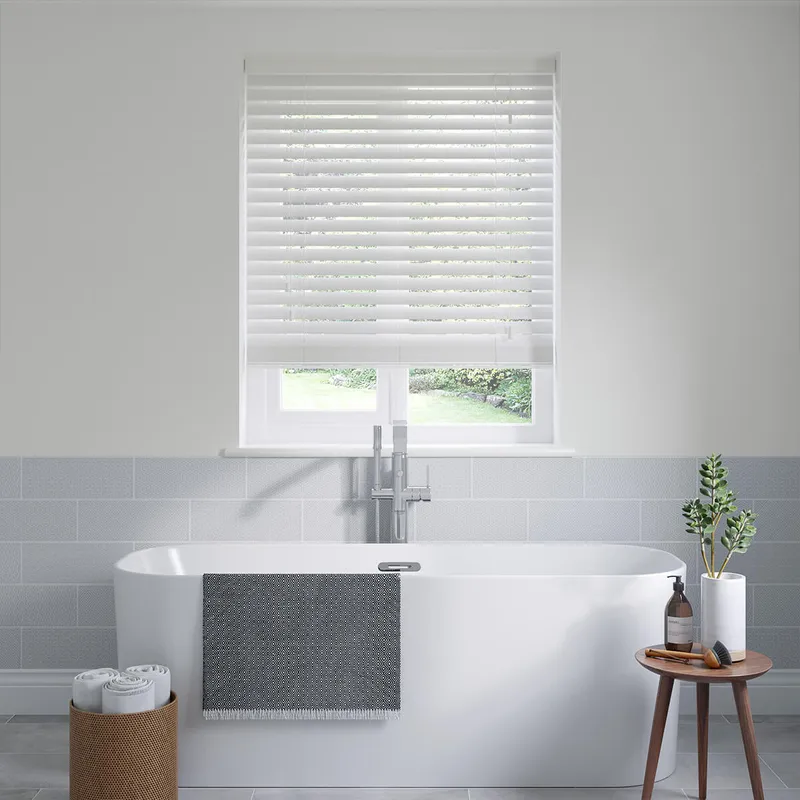 North Star White Faux Wooden Blinds 35mm