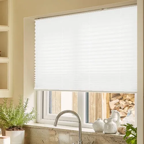 Fairhaven Asc Ice White Freehanging Pleated Blinds
