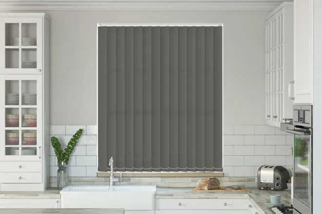 Alpha Flint Grey - Fire Retardant & Moisture Resistant Vertical Blind