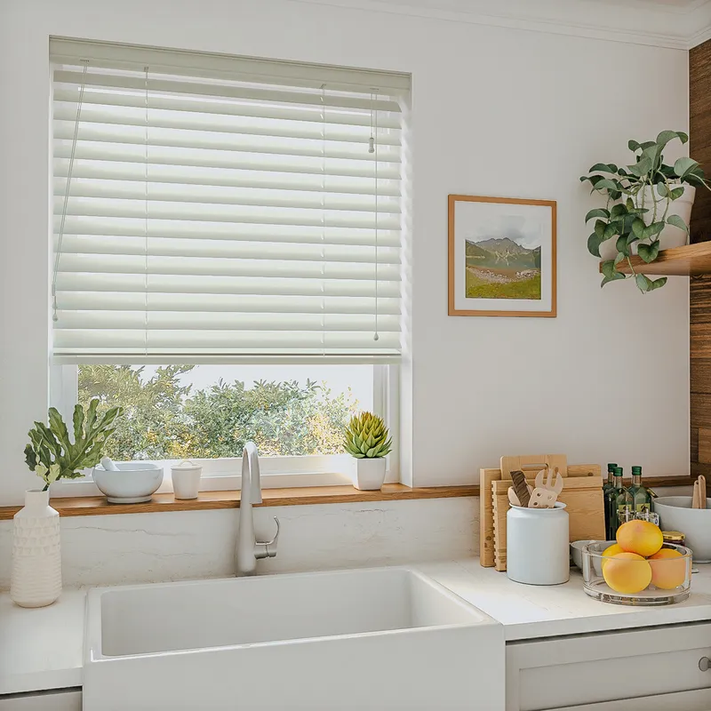Ivory Faux Wood 50mm Wooden Blinds