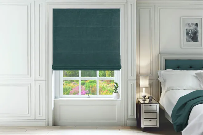 Isola Teal - Luxury Chenille Roman Blind