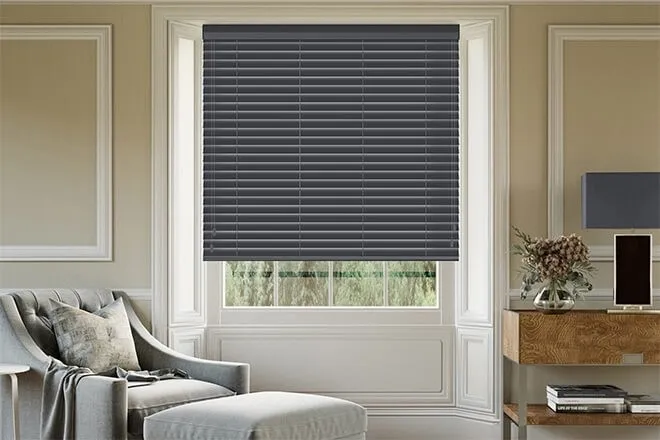 Maine Novo Ii Slate Grey - Wooden Venetian Blind