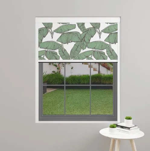 Tropical Leaf White Blocout Blind