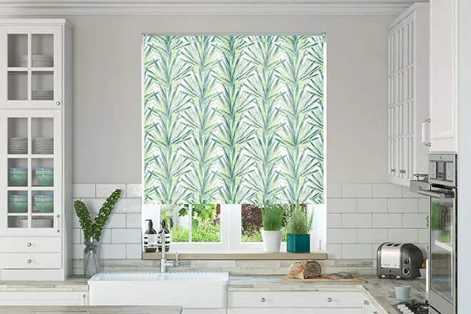Tropical White - Patterned Roller Blind