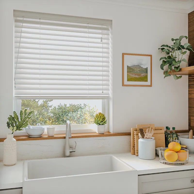Cotton Faux Wood 63mm Wooden Blinds