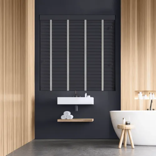 Abyss Faux Wood Blind With Lunar Tape - Stylish & Durable