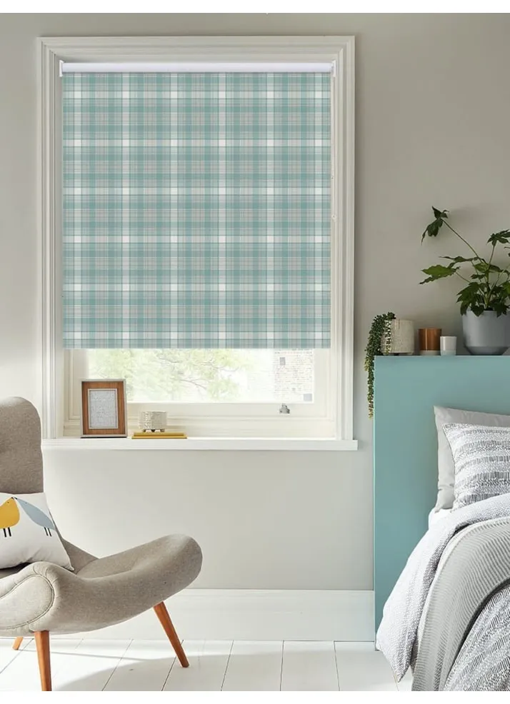 Wallace Check Soft Blue Roller Blind