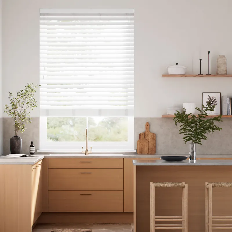 True White Faux Wood Blind - 64mm Slat