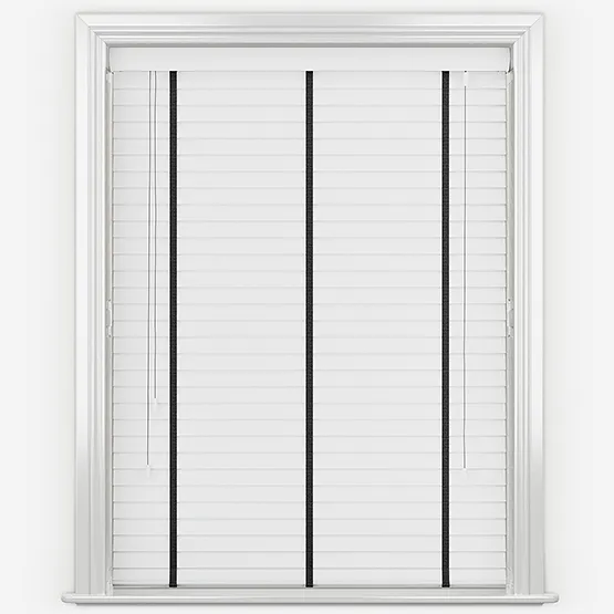 Dalby Pure White With Jet Tapes Wooden Venetian Blinds