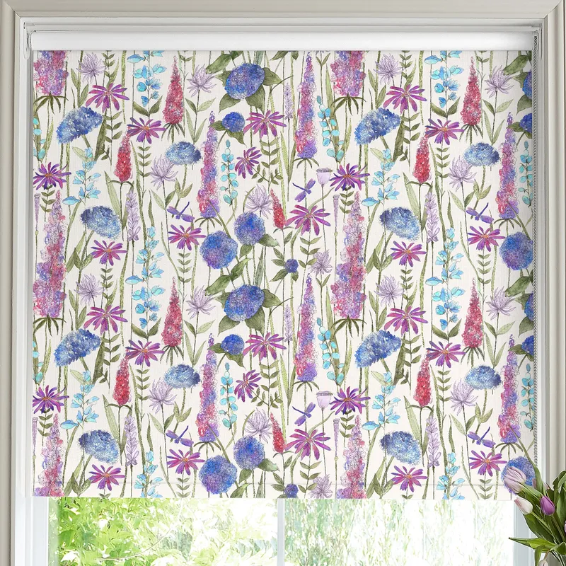 Voyage Florabunda Made To Measure Blackout Roller Blind Bluebell Ecru