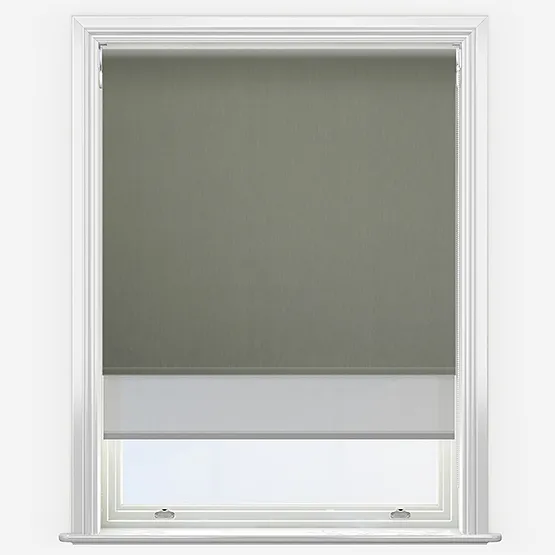 Double Roller Fusion Blackout Pewter & Sunvue Dove Grey Double Roller Blind