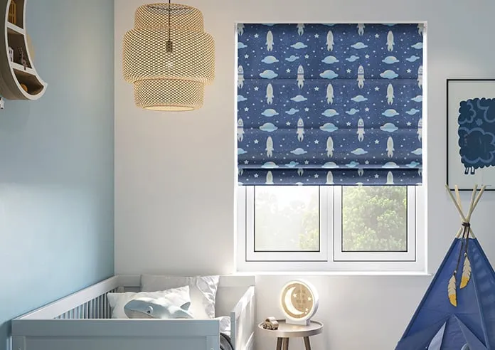 Blast Off Celestial Blue - Roman Blind