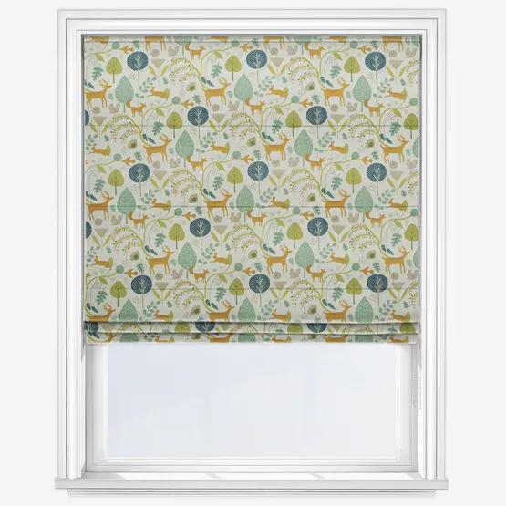 Scandi Woodland Jade Roman Blind
